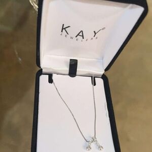 White gold diamond charm necklace never worn